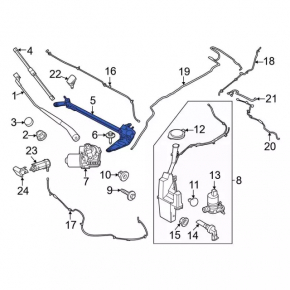 Windscreen wiper linkage with motor Ford Mustang Mach-E 21-23