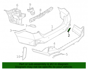 BMW 5 Series G60 24-25 Rear Bumper Tow Hook Cover With M Sport Package, Cover, and Components, With M Sport Trim, Cover, and Components