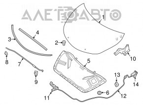 Support bonnet stop Nissan Altima 13-18