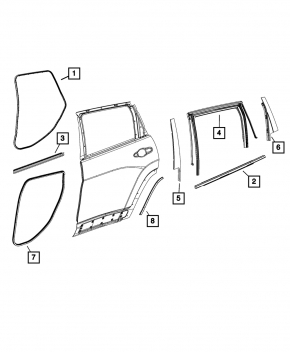 Rear right door opening seal Jeep Cherokee KL 14-23