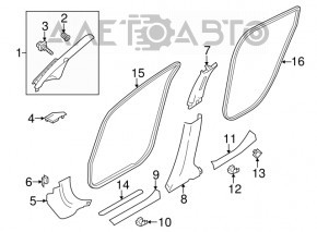 Front pillar trim lower left Nissan Leaf 18- black