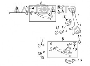 Upper control arm, front left, Lexus GX470 03-09