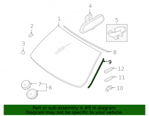 Right windshield molding BMW X6 E71 08-14