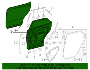 Bare rear right door Lexus RX350L RX450hL 18-22 long under curtain