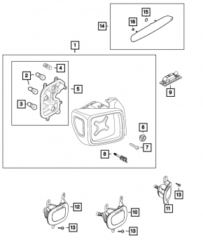 Right headlight Jeep Renegade 15-18 prerest gray frame