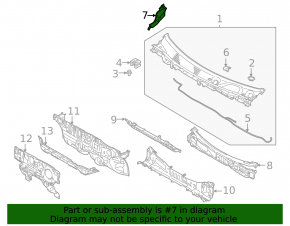 Left windshield wiper seal for Mitsubishi Outlander 22-25
