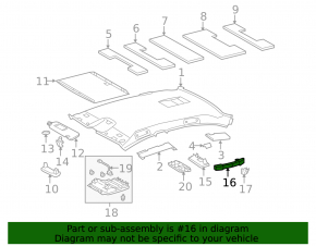 Ceiling handle front left Lexus GS350 GS450h 08-11 under the hatch, gray leather