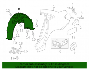 Rear left fender liner Chevrolet Cruze 16-