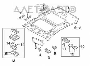 Right visor for Kia Optima 11-16, gray, without hook