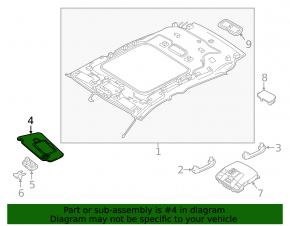 Right sun visor for Infiniti QX30 17-19, black, without hook