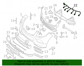 Mercedes W166 ML 12-15 front bumper wiring without radar