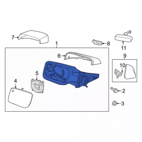 Side mirror right assembly Ford Explorer 16-19 heating