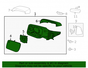 Side mirror right assembly Ford Explorer 16-19 heating