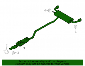 Rear muffler with barrel for Ford Edge 21-24 2.0T AWD with catalytic converter