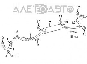 Exhaust line middle section of Toyota Rav4 13-15