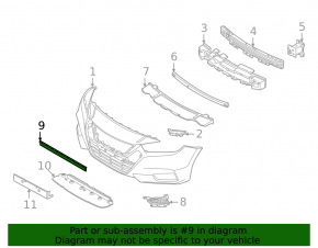 Front bumper center molding for Nissan Versa 20-23