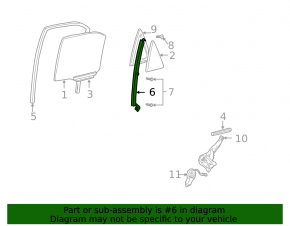 Rear left door glass guide Toyota Camry v30