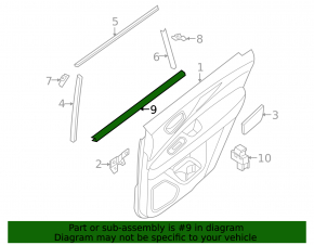 Rear left door glass seal Infiniti JX35 QX60 13- inner