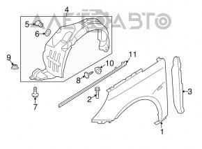 Front left fender liner Hyundai Sonata 11-13