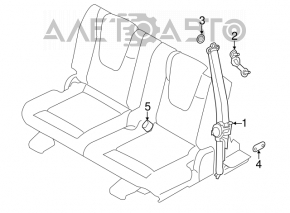Seat belt, 2nd row, right, Nissan Rogue 14-16, beige