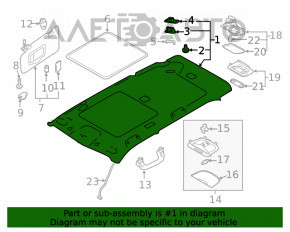 Subaru Forester 19-SK ceiling trim gray, under the sunroof
