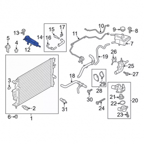 Expansion tank cooling small Ford Fusion mk5 13-20 hybrid, plug-in with cover