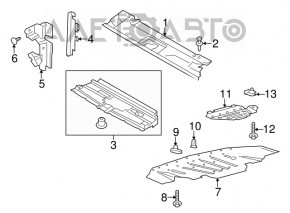 Radiator deflector right Ford Mustang mk6 15-17 5.0, 2.3T, 3.7
