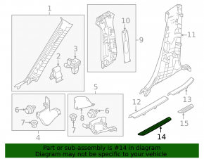 Door sill trim front outer right Mazda 6 13-21 black