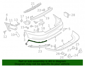 Rear bumper molding right VW CC 13-17 rest