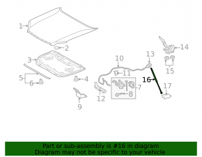 Right hood shock absorber for Lexus GX460 10-14 pre-restyling