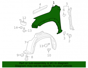 Front right fender Toyota RAV4 09-11