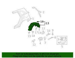 Rear right fender liner for Acura MDX 2013