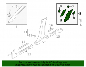 Center pillar trim upper belt right Kia Soul 14-19 ser