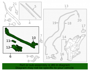 Windscreen wiper trapezoid with motor Kia Soul 14-19