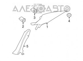 Rear pillar trim lower left VW Jetta 11-18 USA black