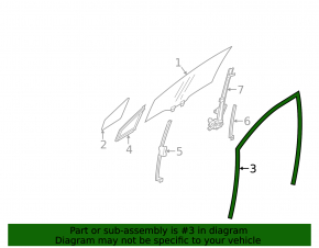 Front left glass seal Subaru Impreza 17-23 GK
