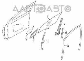 Front left glass seal Subaru Impreza 17-23 GK