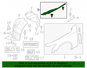 Seal wing hood-wing left Infiniti Q50 14-20 front