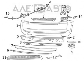 Fiat 500 12-17 rear bumper molding