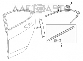 Molding door-glass center rear right Acura TLX 15-