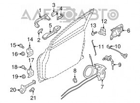 External handle plug front left Nissan Versa 12-19 usa chrome