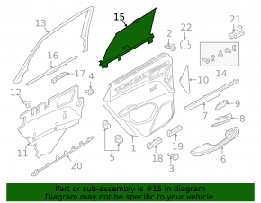 Black rear left door curtain for Porsche Macan 15-24