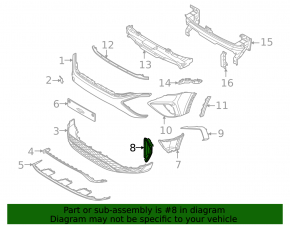 Front bumper grille right VW Taos 22-24 structure