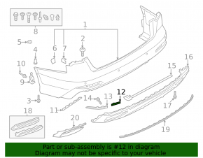 Rear bumper reflector inner right Audi A6 C8 19- S-line