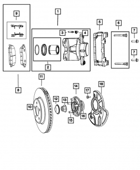 Front right caliper assembly for a 09-23 Dodge Challenger, 1 piston