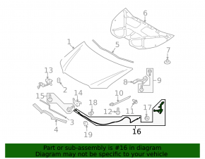 Hood release handle with cable Subaru b10 Tribeca