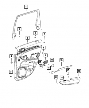 Door trim card rear left Jeep Grand Cherokee WK2 14-16 black
