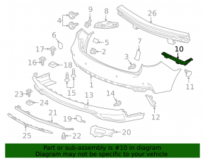 Rear bumper mount right Acura MDX 14-20