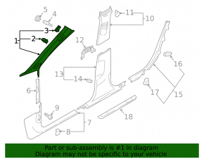 Front pillar trim upper right Audi A4 B9 17-25 gray