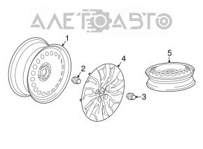 Wheel nut d19 M12x1.5 Chevrolet Malibu 16-21 light, type 1